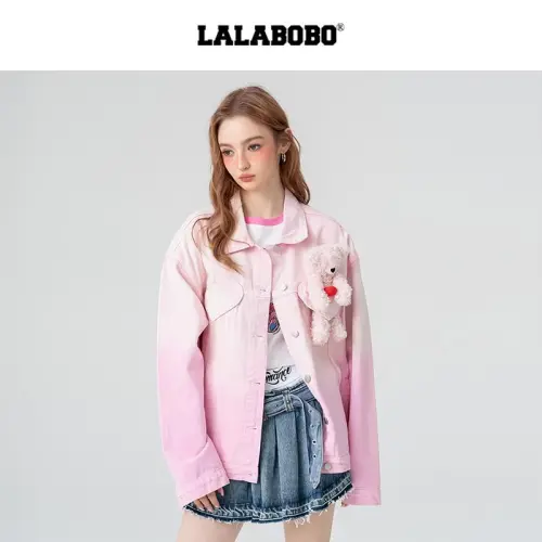 LALABOBO 핑크 여성 데님 자켓