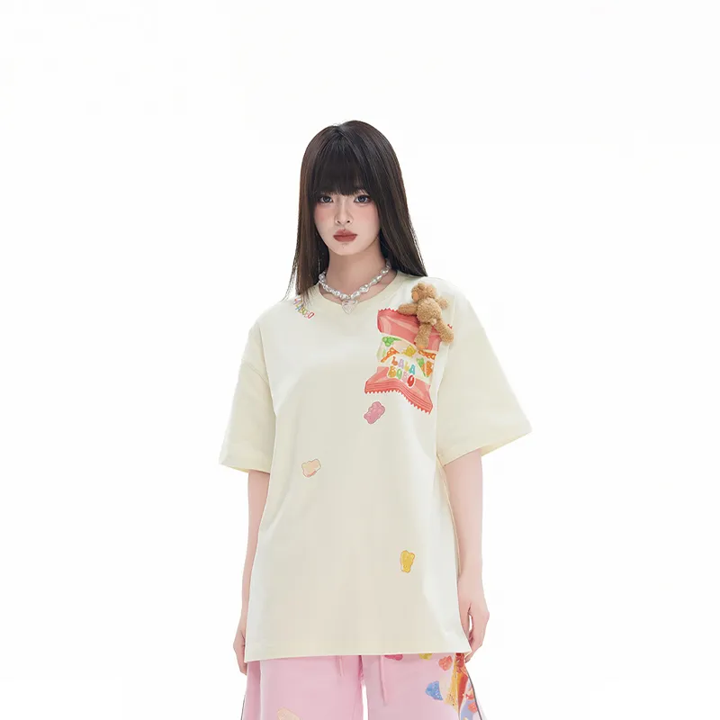 LALABOBO Drop Shoulder Sleeve T Shirt Women's-2