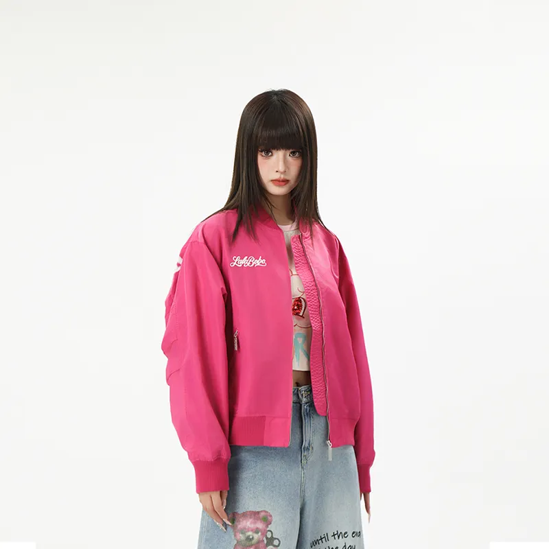 LALABOBO Baseball Jacket Women's Pink-1