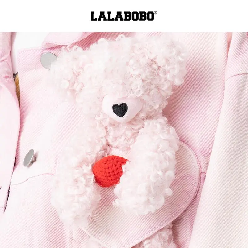 LALABOBO Denim Jacket Women's Pink-3