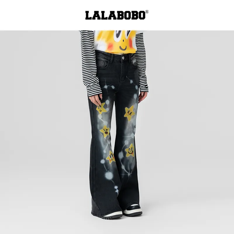 LALABOBO Jeans Women's Black Denim-2