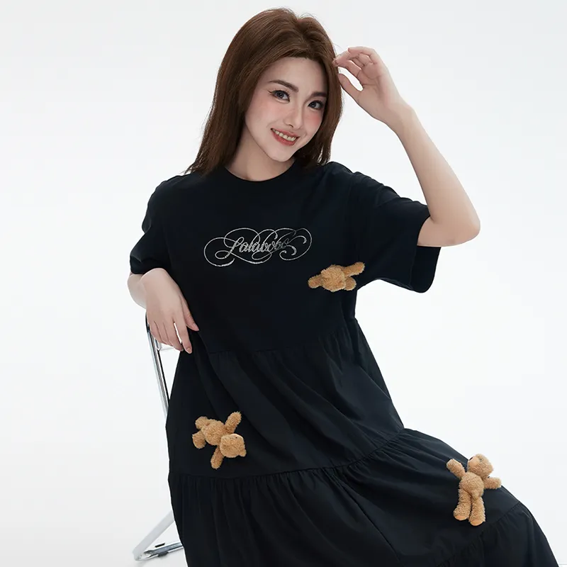 LALABOBO Short Sleeved Dress Women's Black-1