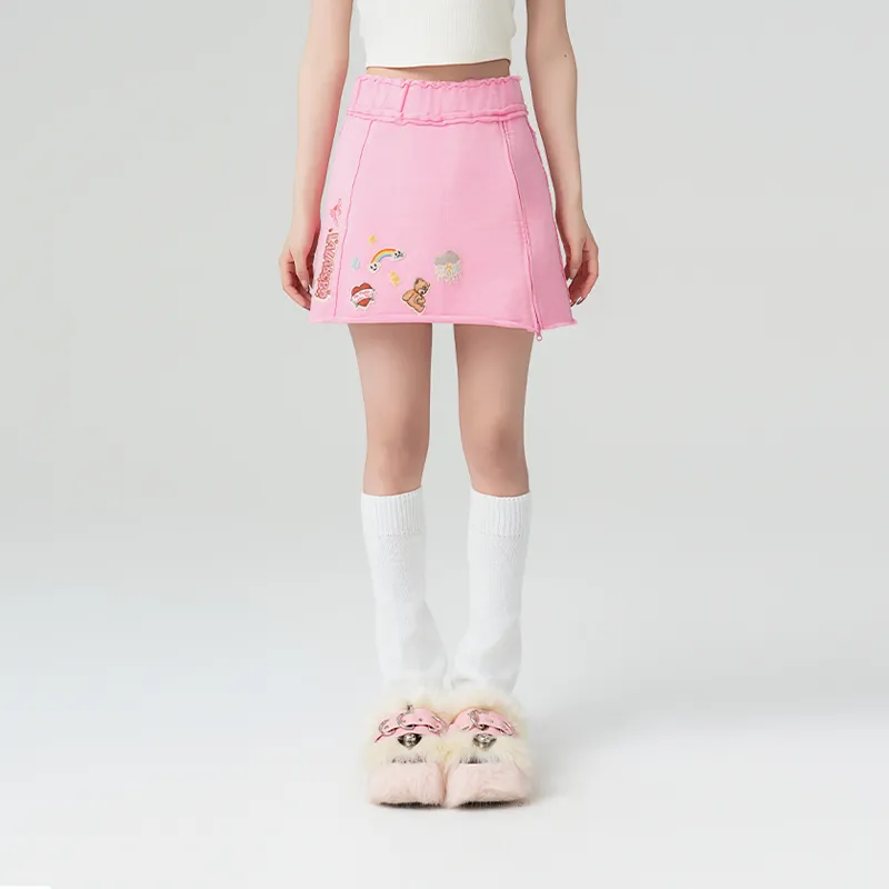 LALABOBO Casual Short Skirts Women's Pink-2