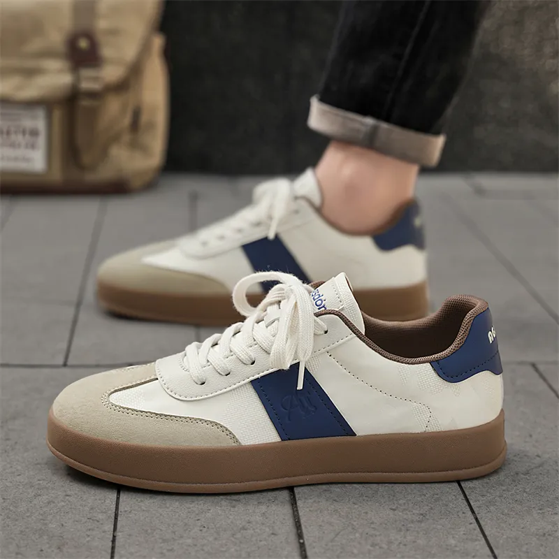 AGSDON Non-slip Lightweight Low-Top Skateboard Shoes Men's Beige Brown-13