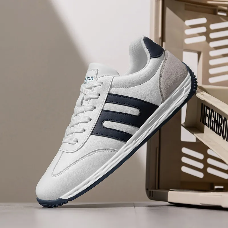 AGSDON Non slip Lightweight Low Top Casual Shoes Men's White Blue-3
