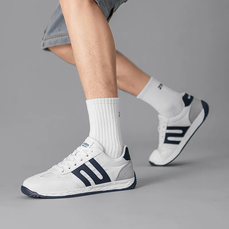 AGSDON Non slip Lightweight Low Top Casual Shoes Men's White Blue-7