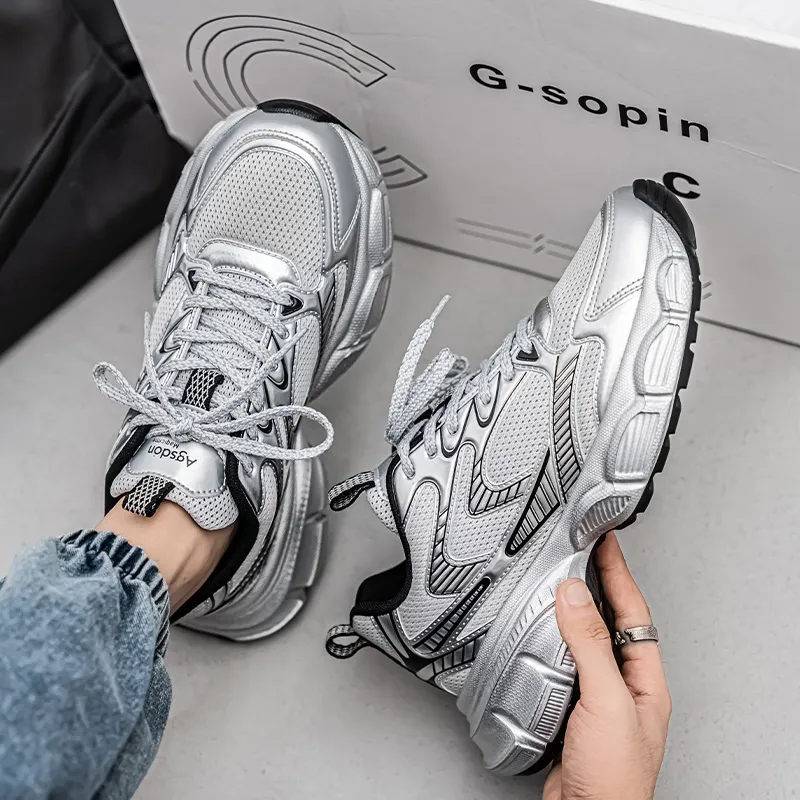 AGSDON Lightweight Height Increasing Thermal Low Top Chunky Sneakers Men's-25