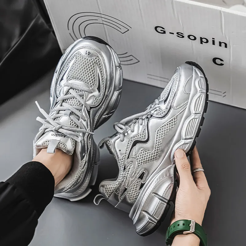 AGSDON Lightweight Height Increasing Thermal Low Top Chunky Sneakers Men's-53