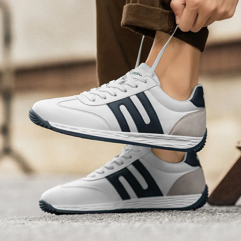 AGSDON Non slip Lightweight Low Top Casual Shoes Men's White Blue-1