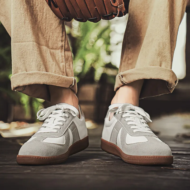 AGSDON Non slip Lightweight Low Top Casual Shoes Men's White Gray-2