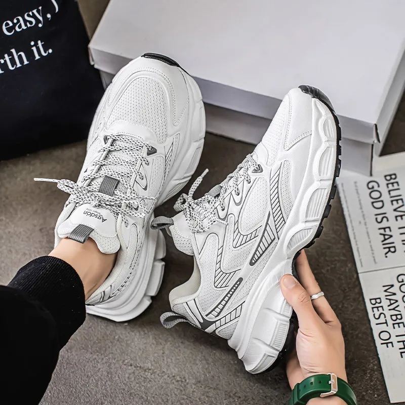 AGSDON Lightweight Height Increasing Thermal Low Top Chunky Sneakers Men's-34