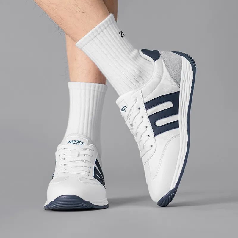 AGSDON Non slip Lightweight Low Top Casual Shoes Men's White Blue-6