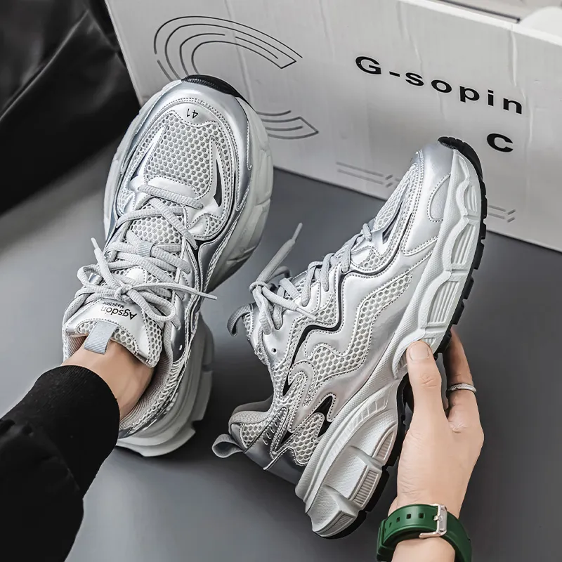AGSDON Lightweight Height Increasing Thermal Low Top Chunky Sneakers Men's-48