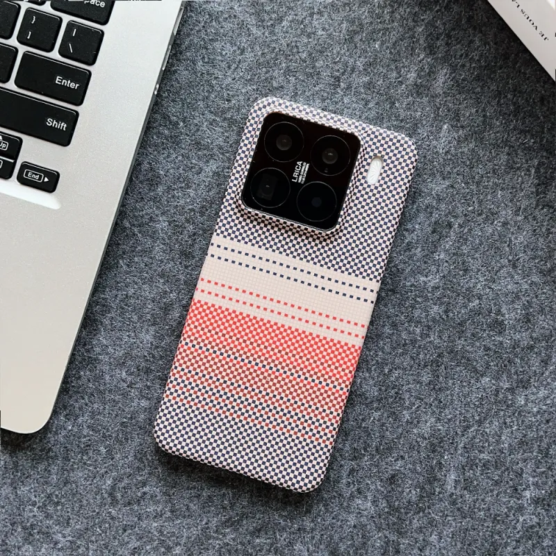 Oujietong PC Material Phone Cases Compatibility With Xiaomi 15/15 Pro Plaid Trendy And Cool-7