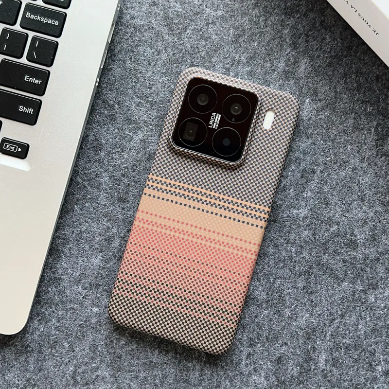 Oujietong PC Material Phone Cases Compatibility With Xiaomi 15/15 Pro Plaid Trendy And Cool-1