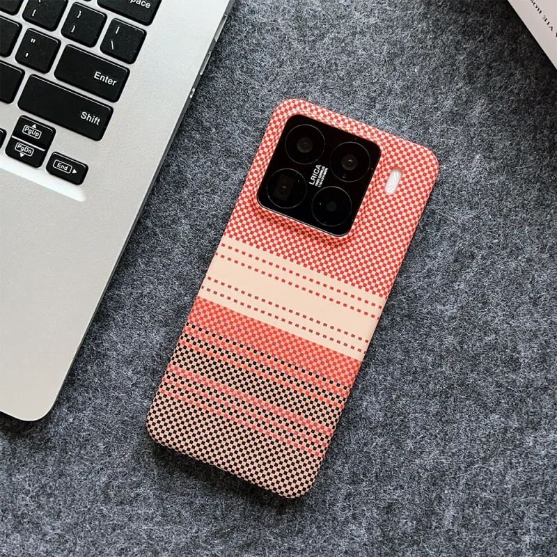 Oujietong PC Material Phone Cases Compatibility With Xiaomi 15/15 Pro Plaid Trendy And Cool-5