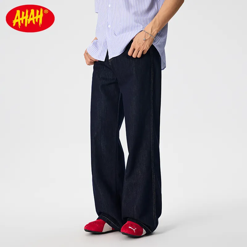 AHAH Jeans Men Blue, Denim Blue Original Cow-3