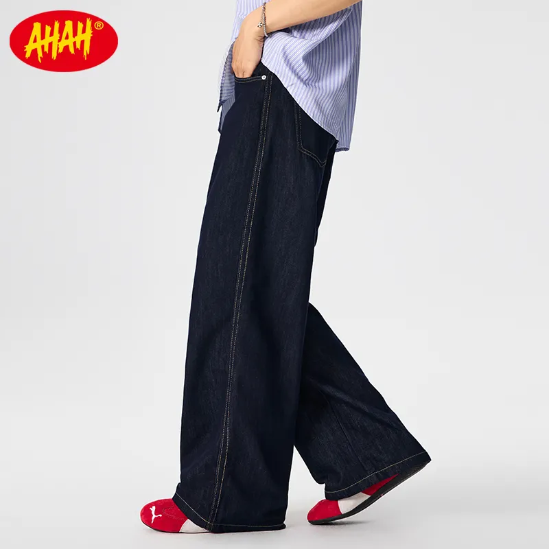 AHAH Jeans Men Blue, Denim Blue Original Cow-4