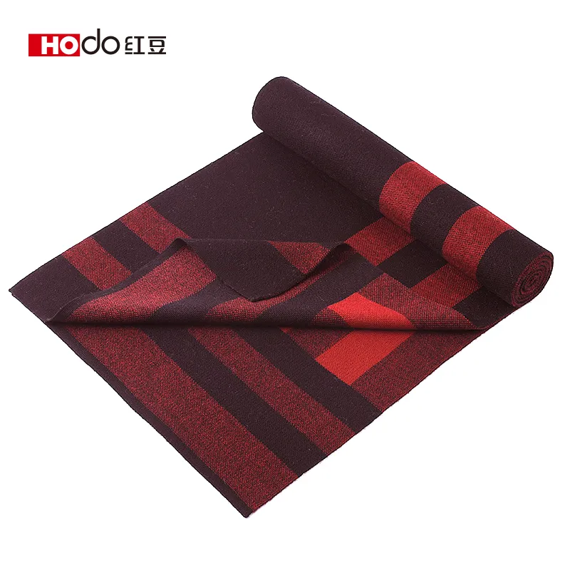 Red Bean Wool Knit Scarves Men's-13