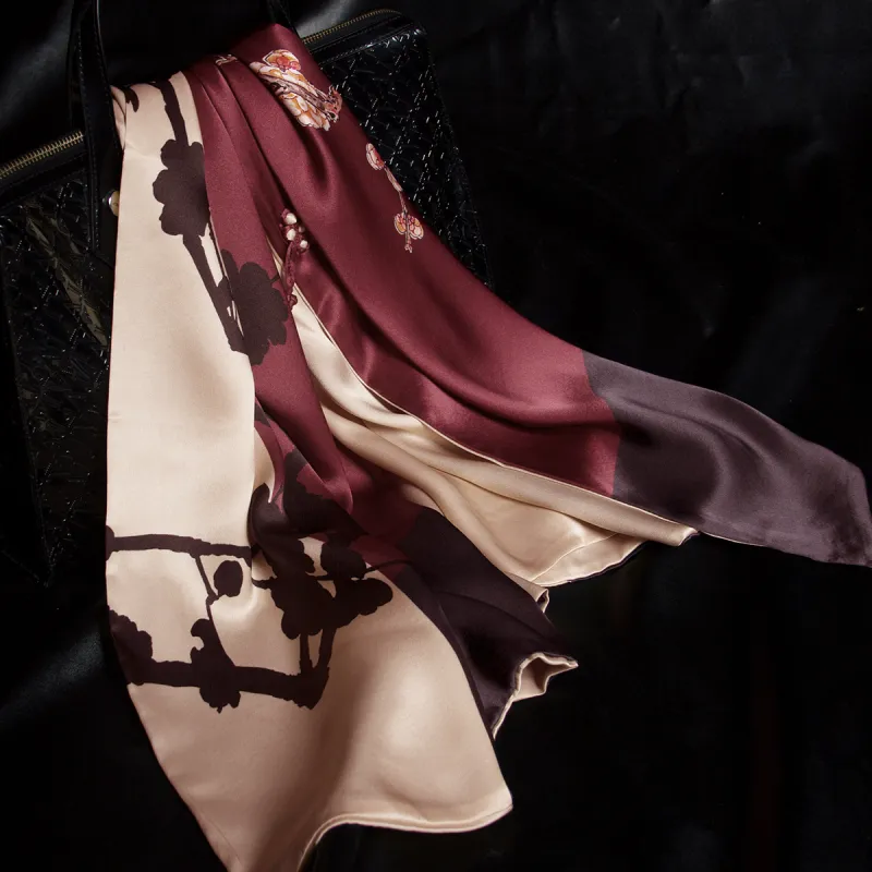 Red Bean 100% Mulberry Silk Scarves Women's-5