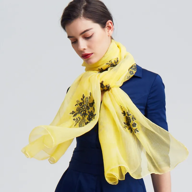 Red Bean 100% Mulberry Silk Scarves Women's-3