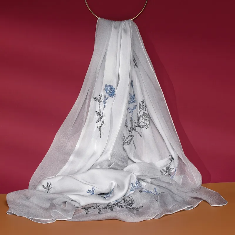 Red Bean Mulberry Silk Scarves Women's-5