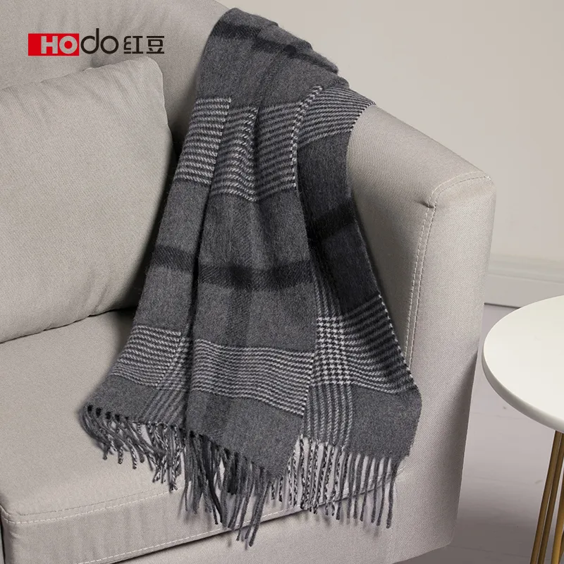 Red Bean Wool Knit Scarves Men's-15