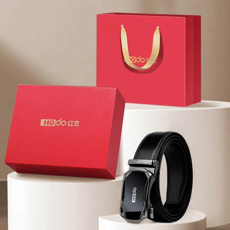 Red Bean Split Cow Leather Leather Belts Men's 3.5cm-4