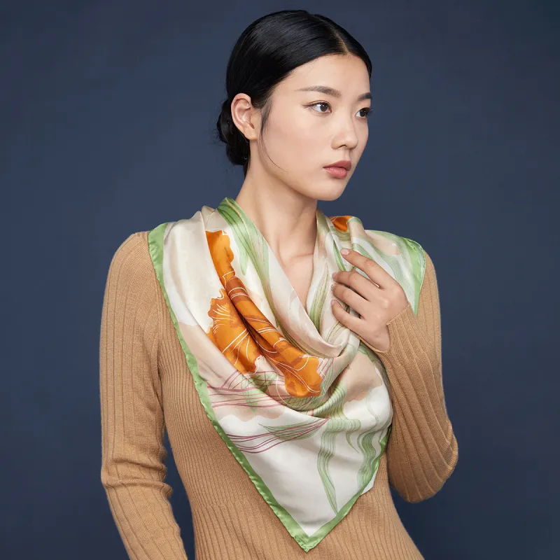 Red Bean 100% Mulberry Silk Scarves Women's-5