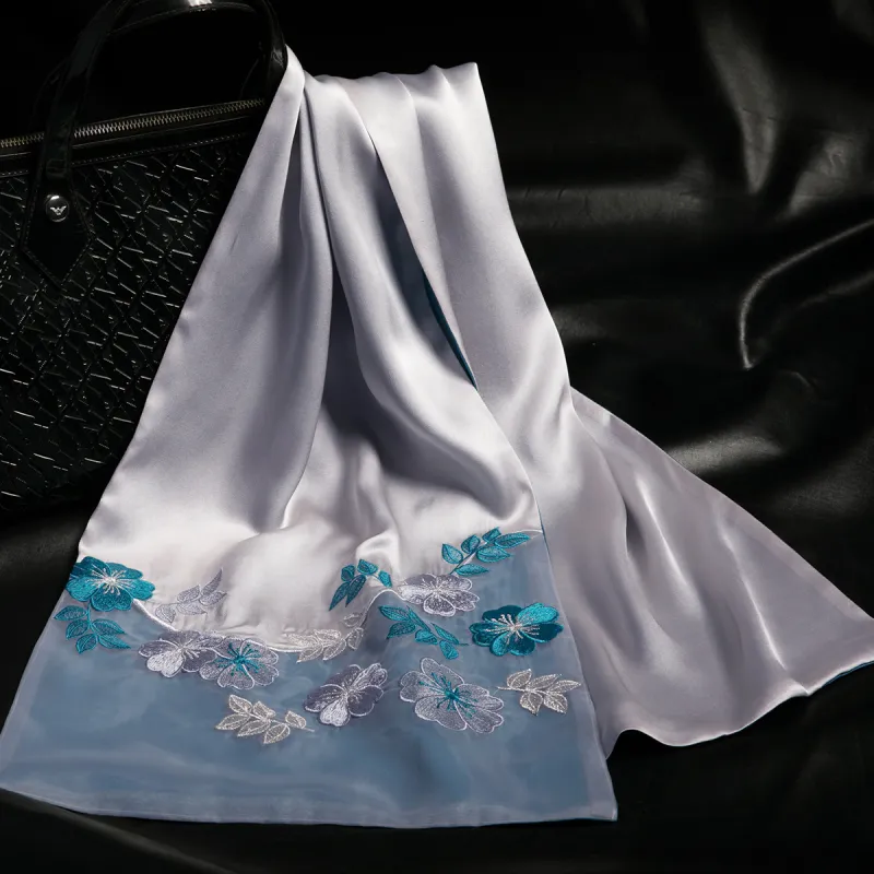 Red Bean 100% Mulberry Silk Scarves Women's-2