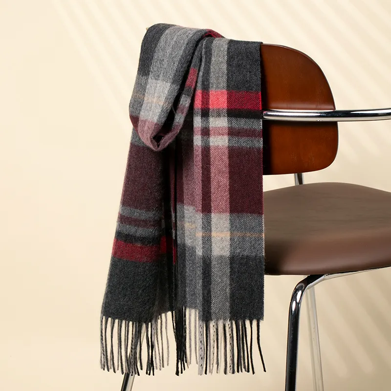 Red Bean 100% Cashmere Knit Scarves Men's-3