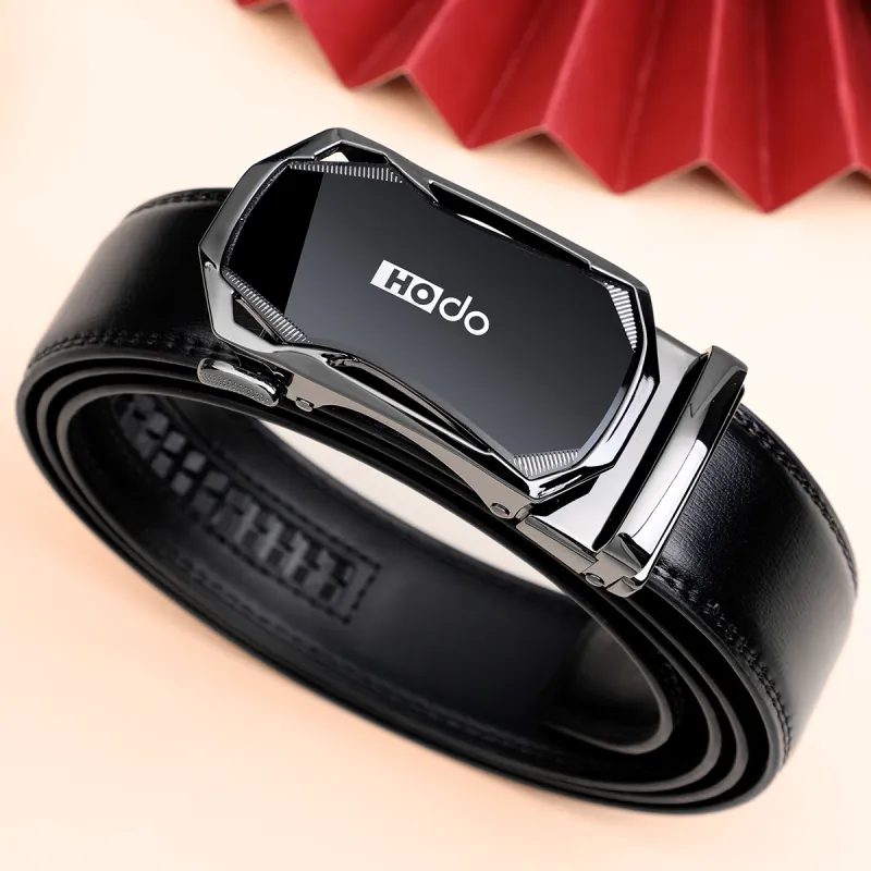 Red Bean Split Cow Leather Leather Belts Men's 3.5cm-1