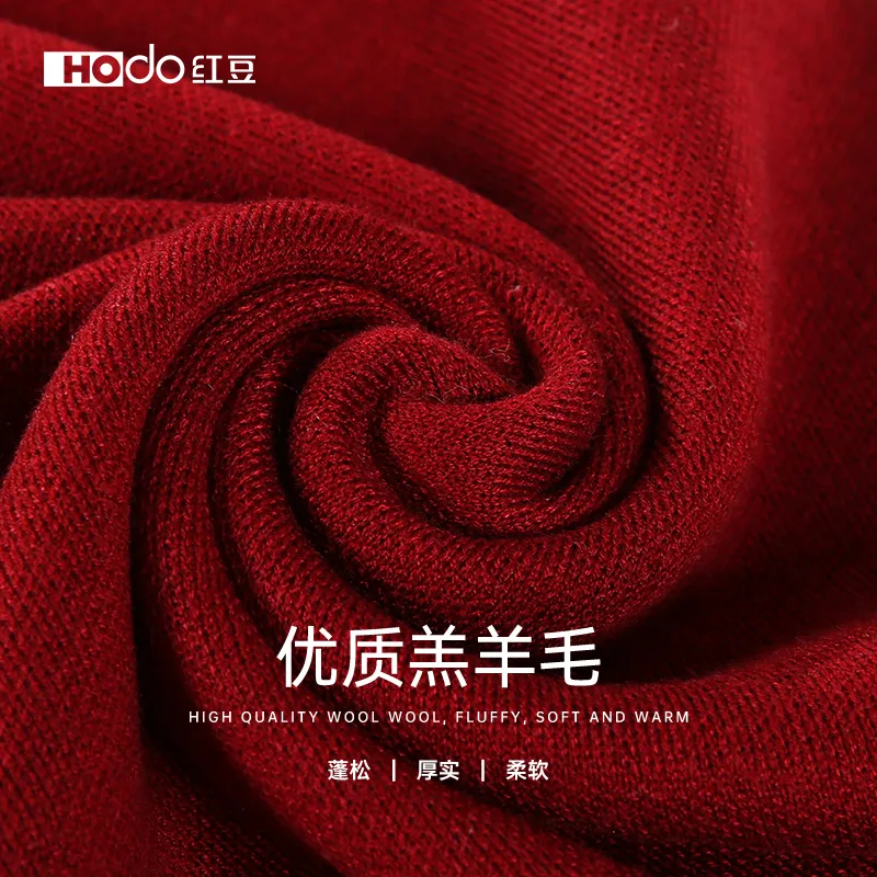Red Bean 4.2% Wool Knitted Fabric Knit Scarf Men's-9