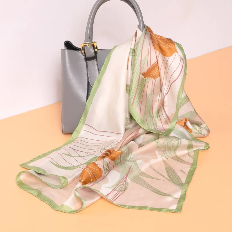 Red Bean 100% Mulberry Silk Scarves Women's-3