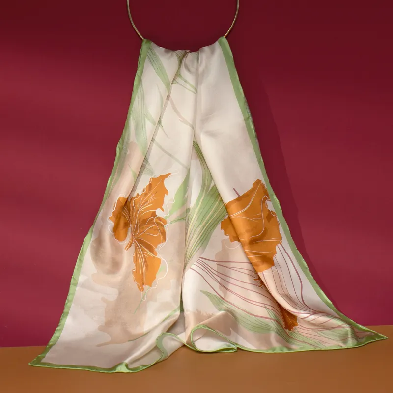 Red Bean 100% Mulberry Silk Scarves Women's-2