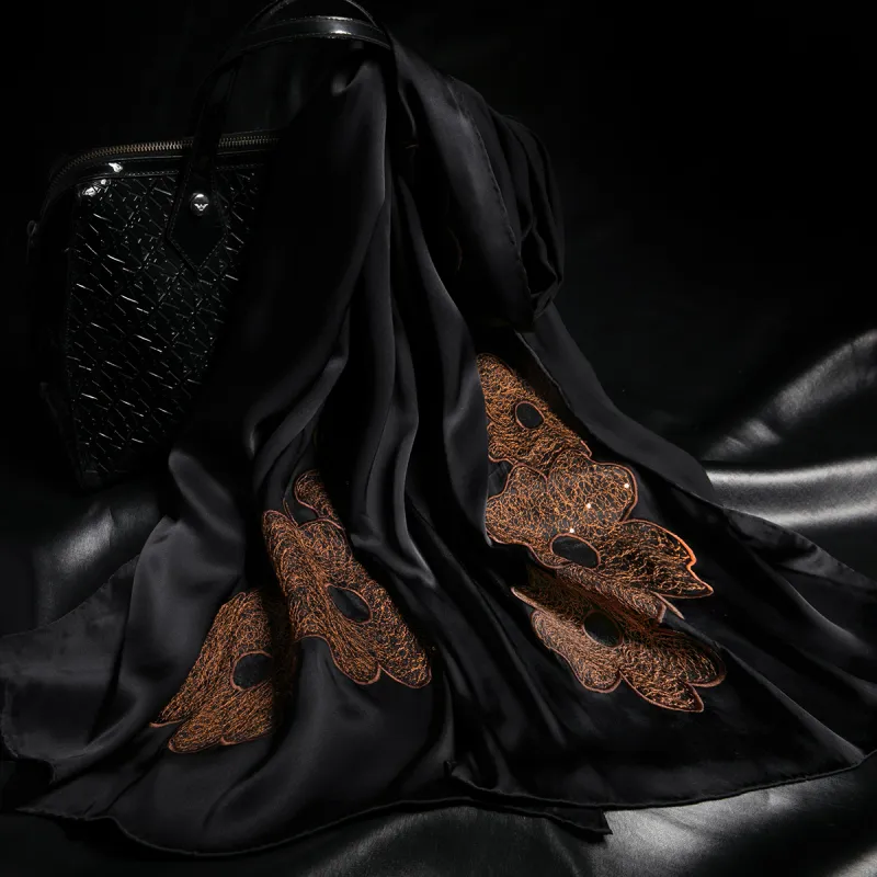 Red Bean 100% Mulberry Silk Scarves Women's-4