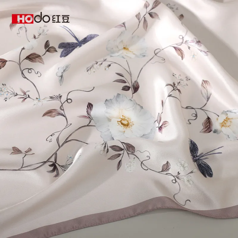 Red Bean Mulberry Silk Scarves Women's-10