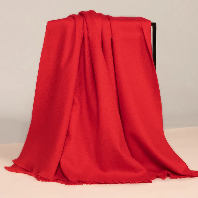 Red Bean 30% Cashmere 70% Wool Knit Scarves Unisex-59