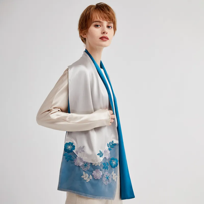 Red Bean 100% Mulberry Silk Scarves Women's-5