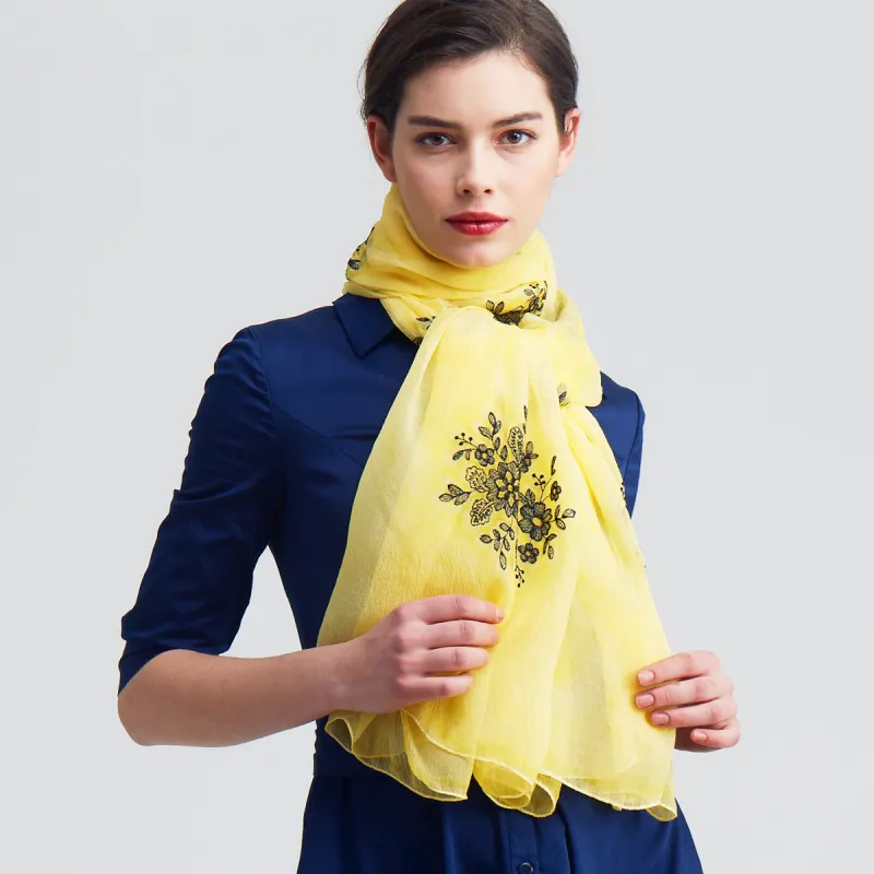 Red Bean 100% Mulberry Silk Scarves Women's-1