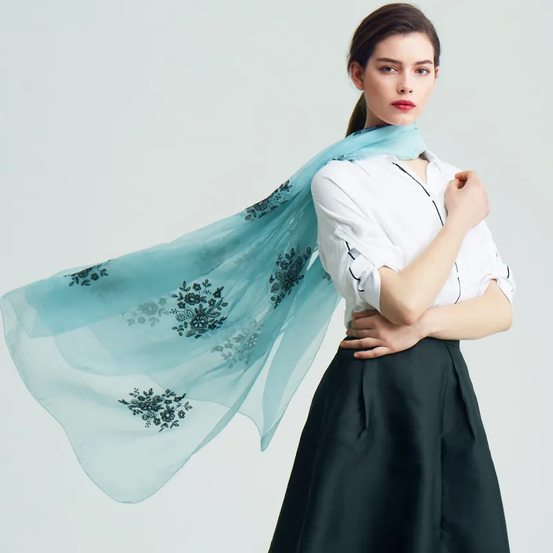 Red Bean 100% Mulberry Silk Scarves Women's-9