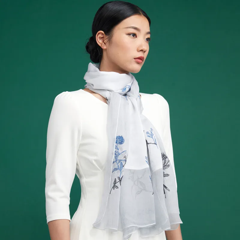 Red Bean Mulberry Silk Scarves Women's-3