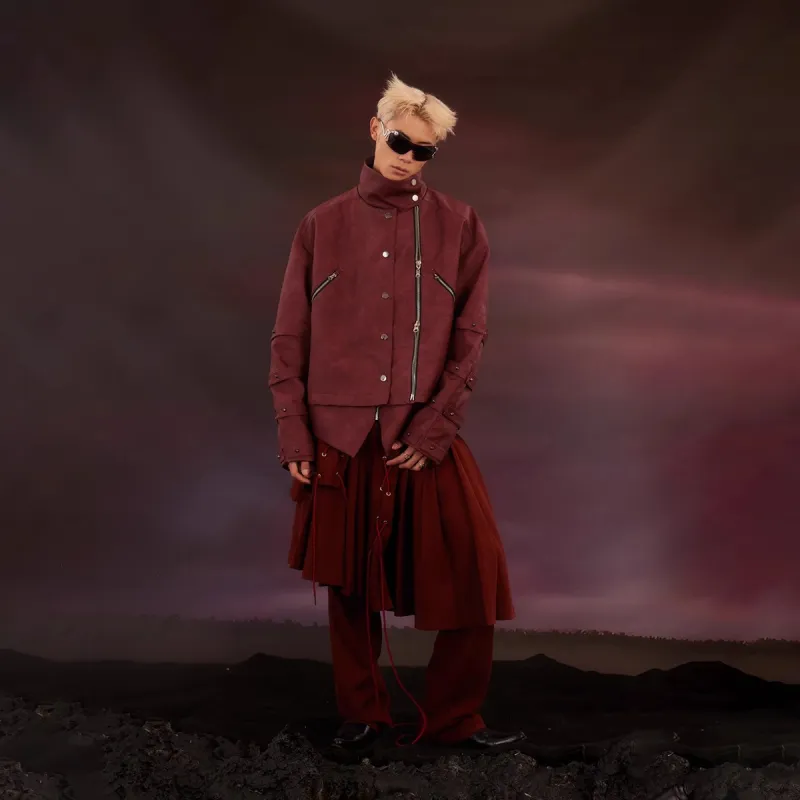 KADAKADA SUITE Leather Jacket Unisex Burgundy-5