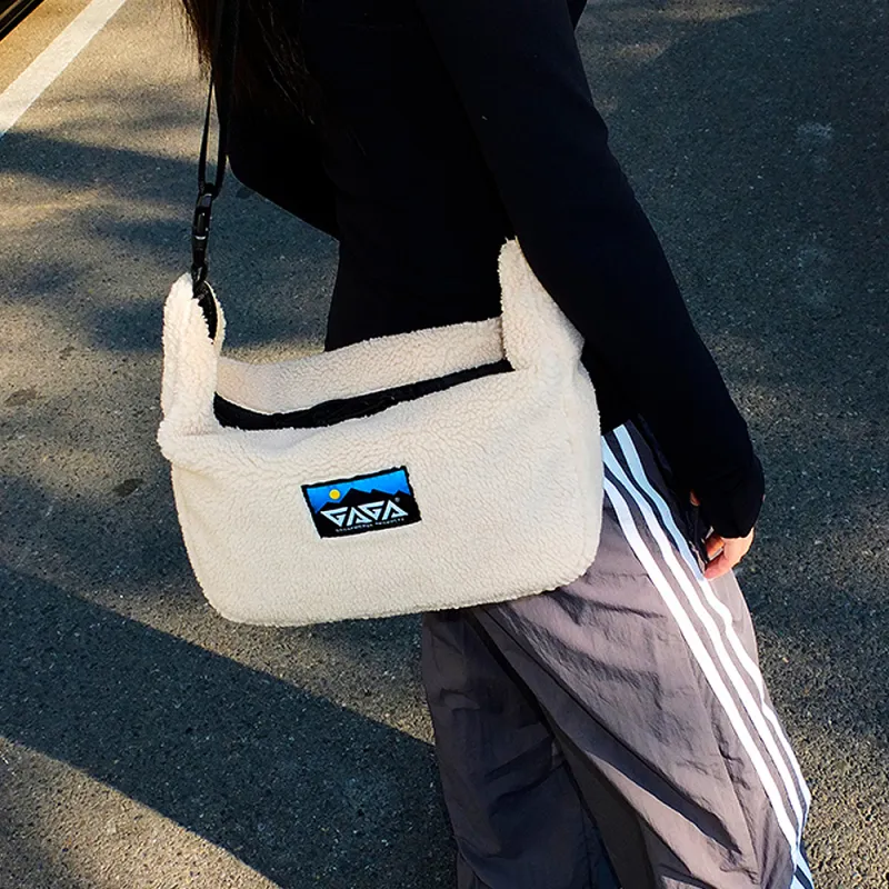 GAGA EQUIPMENT Polar Fleece Crossbody Bag, Handbag Unisex Multicolor-3