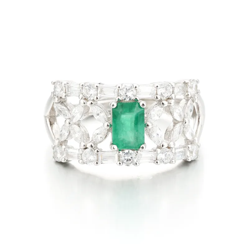 AIDAQIAN Emerald Colored Gemstone Rings Women's-1
