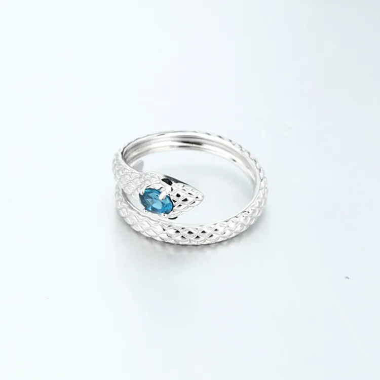 AIDAQIAN S925 Silver Snake Ring Open And Adjustable Unisex-3