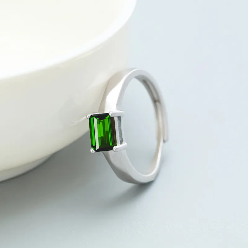 AIDAQIAN S925 Silver Diopside Rings Unisex-3