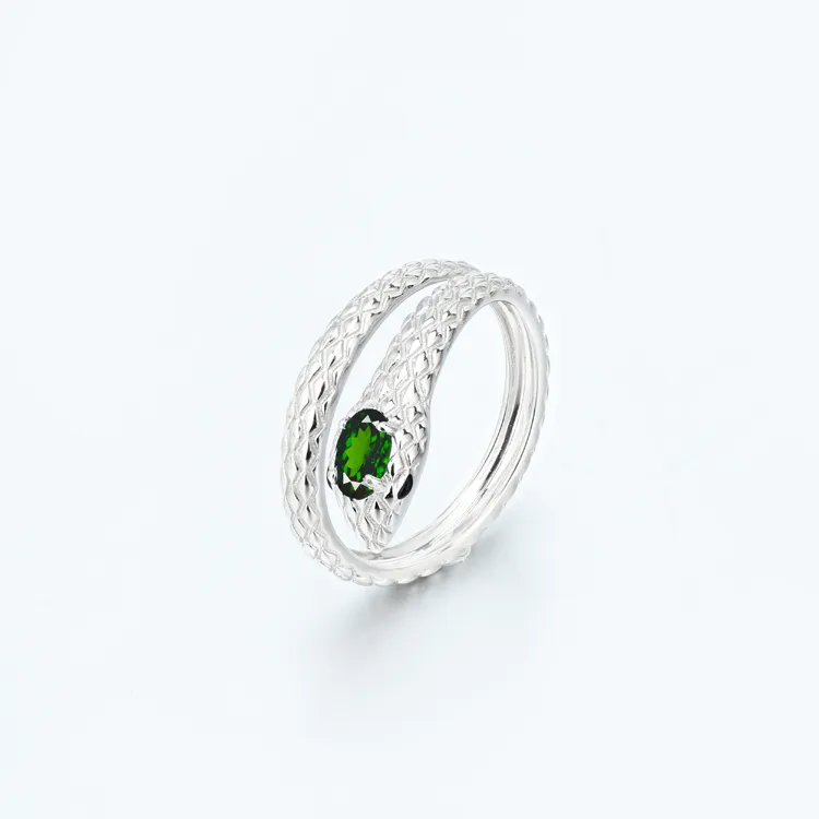 AIDAQIAN S925 Silver Snake Ring Open And Adjustable Unisex-4