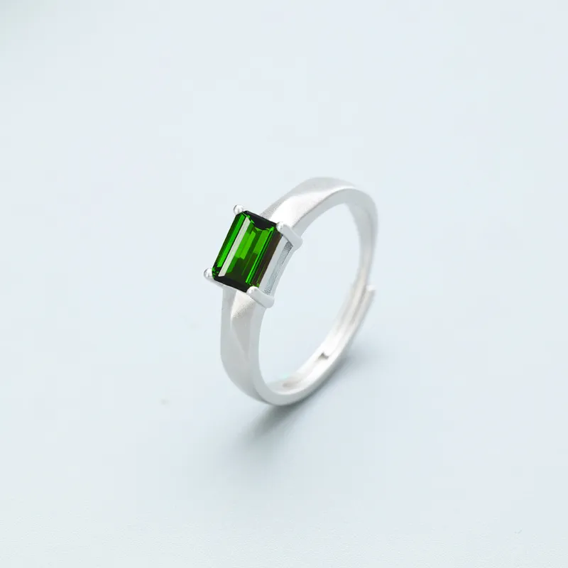 AIDAQIAN S925 Silver Diopside Rings Unisex-1