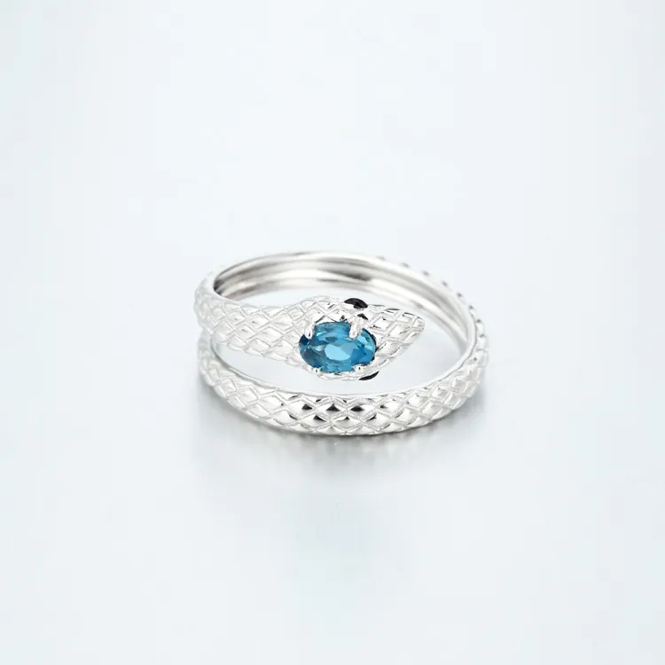 AIDAQIAN S925 Silver Snake Ring Open And Adjustable Unisex-2